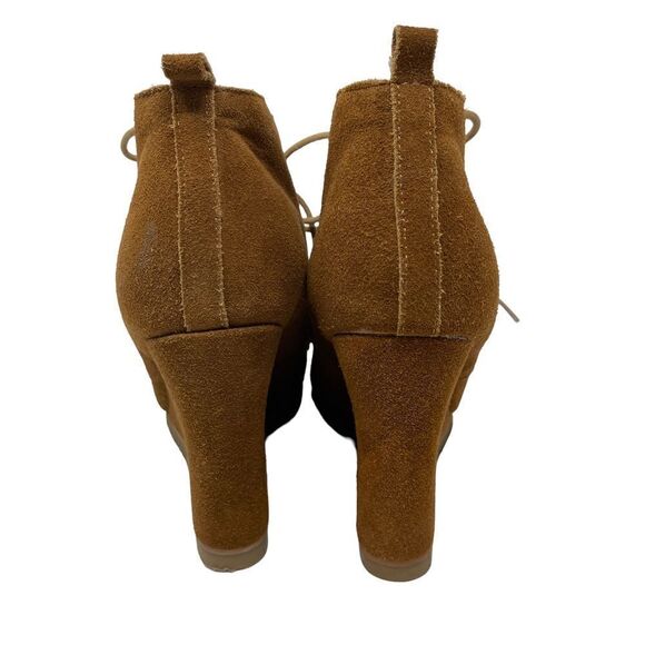 Steve Madden Suede Tangoo Lace-Up Wedge Ankle Bootie Women's 8 Cognac Brown - Picture 6 of 10